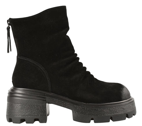 Bocanci casual, dama, FORMAZIONE, D28-3F negru, piele intoarsa